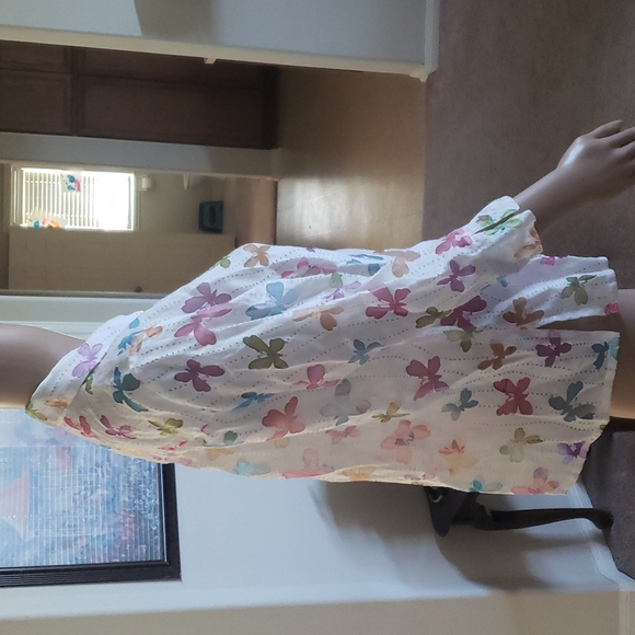 Erin London PM perferated dots rainbow butterflies 3/4 sleeve unique buttons - Picture 5 of 10